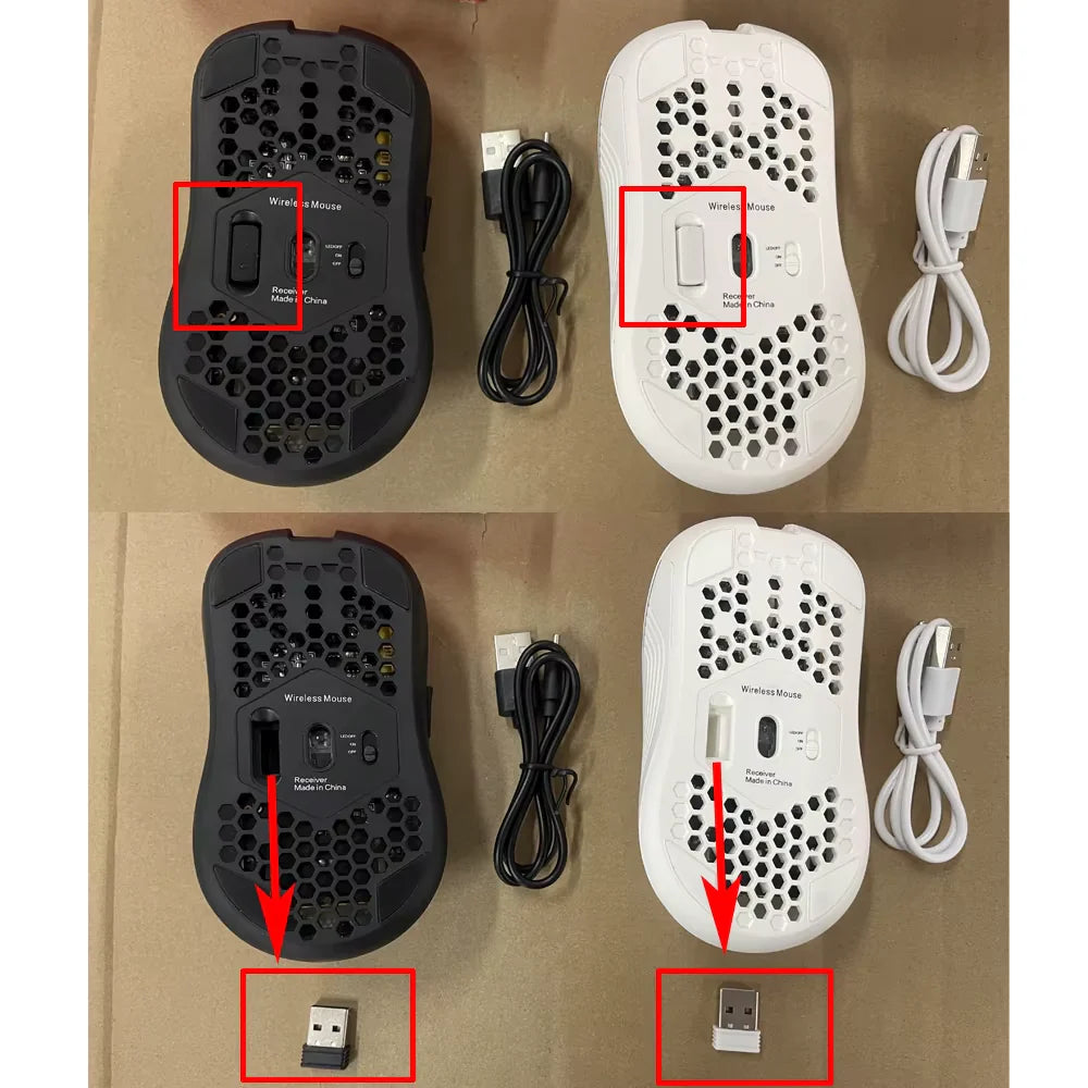 2.4G Wireless Mouse with RGB Backlit 6-Button 3-Speed DPI Type C Rechargeable - Gaming Mouse