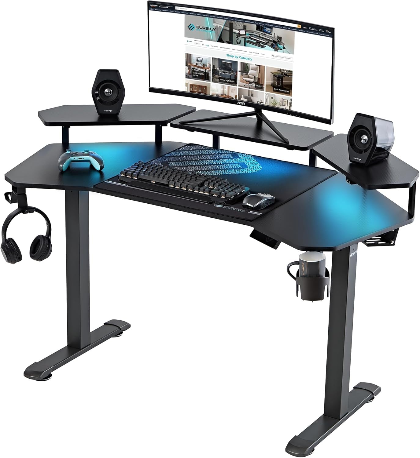 Gaming Desk, Standing Desk -Good For Gaming Recording Live Stream