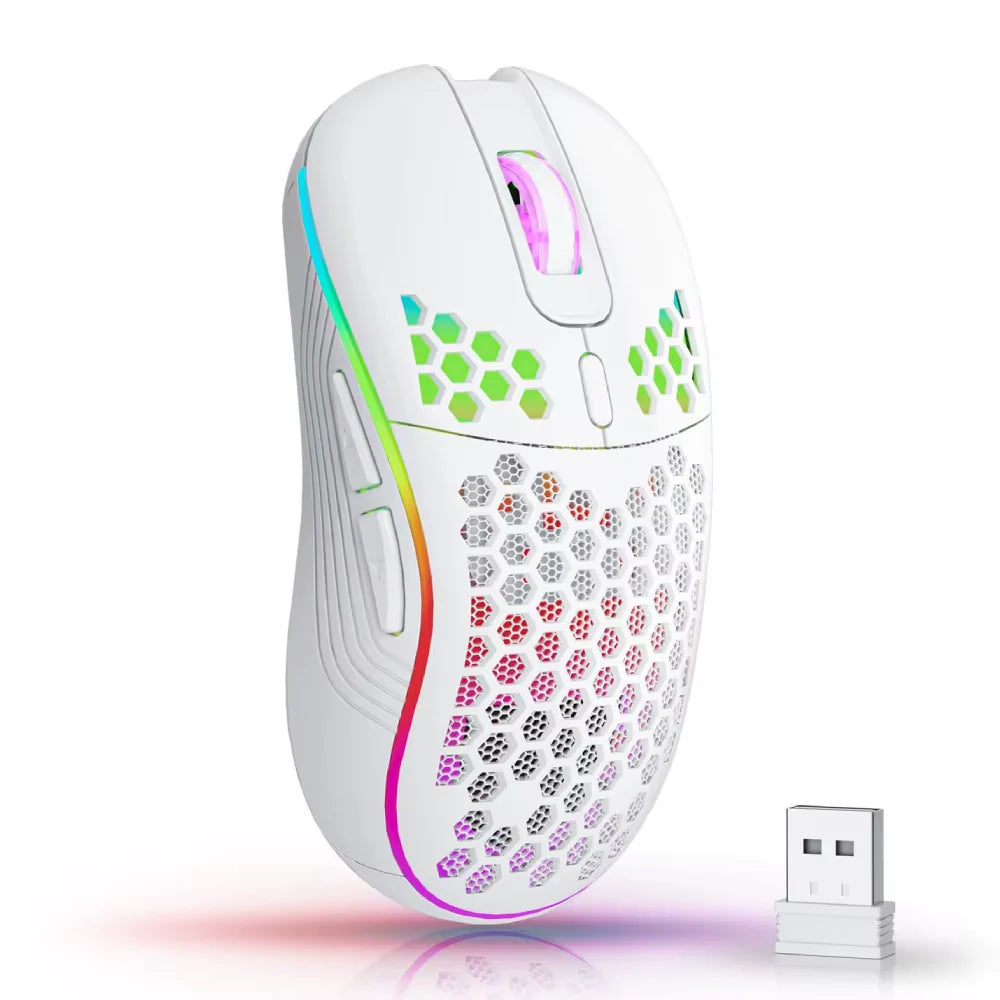 2.4G Wireless Mouse with RGB Backlit 6-Button 3-Speed DPI Type C Rechargeable - Gaming Mouse