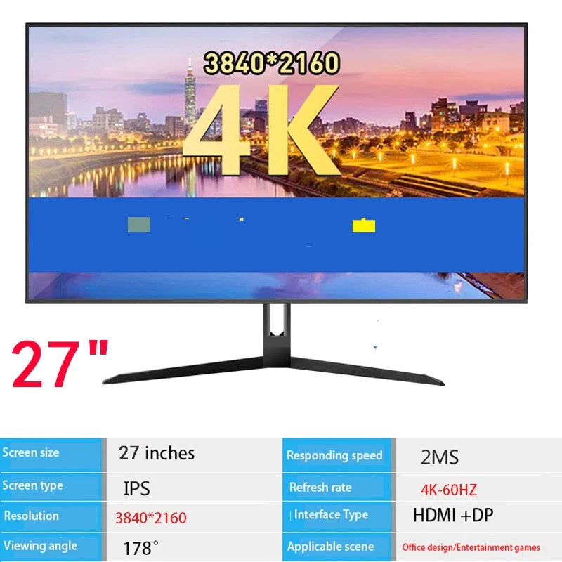 4K Resolution 27 Inch 144HZ 165 HZ Uhd Monitor - Pc Desktop Curved Gaming Monitor